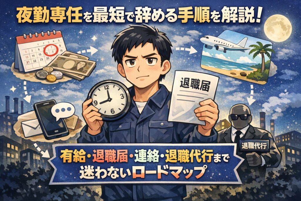 夜勤専任を最短で辞める手順を解説！有給 退職届 連絡 退職代行まで迷わないロードマップ