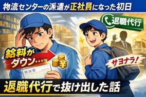 物流センターの派遣が正社員になった初日、給料が下がった!退職代行で抜け出した話