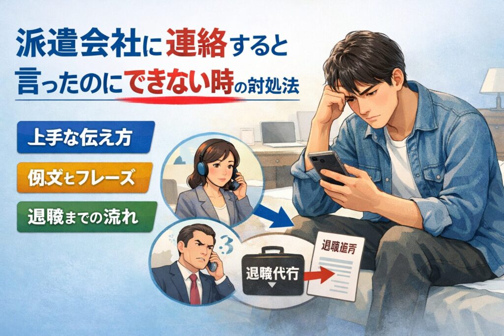 派遣会社に連絡すると言ったのにできない時の対処法｜ 伝え方・例文・退職までの流れを解説