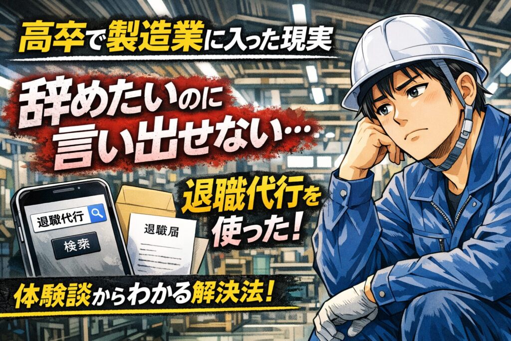 高卒で製造業に入った現実｜辞めたいのに言い出せなかった ！退職代行を使った！