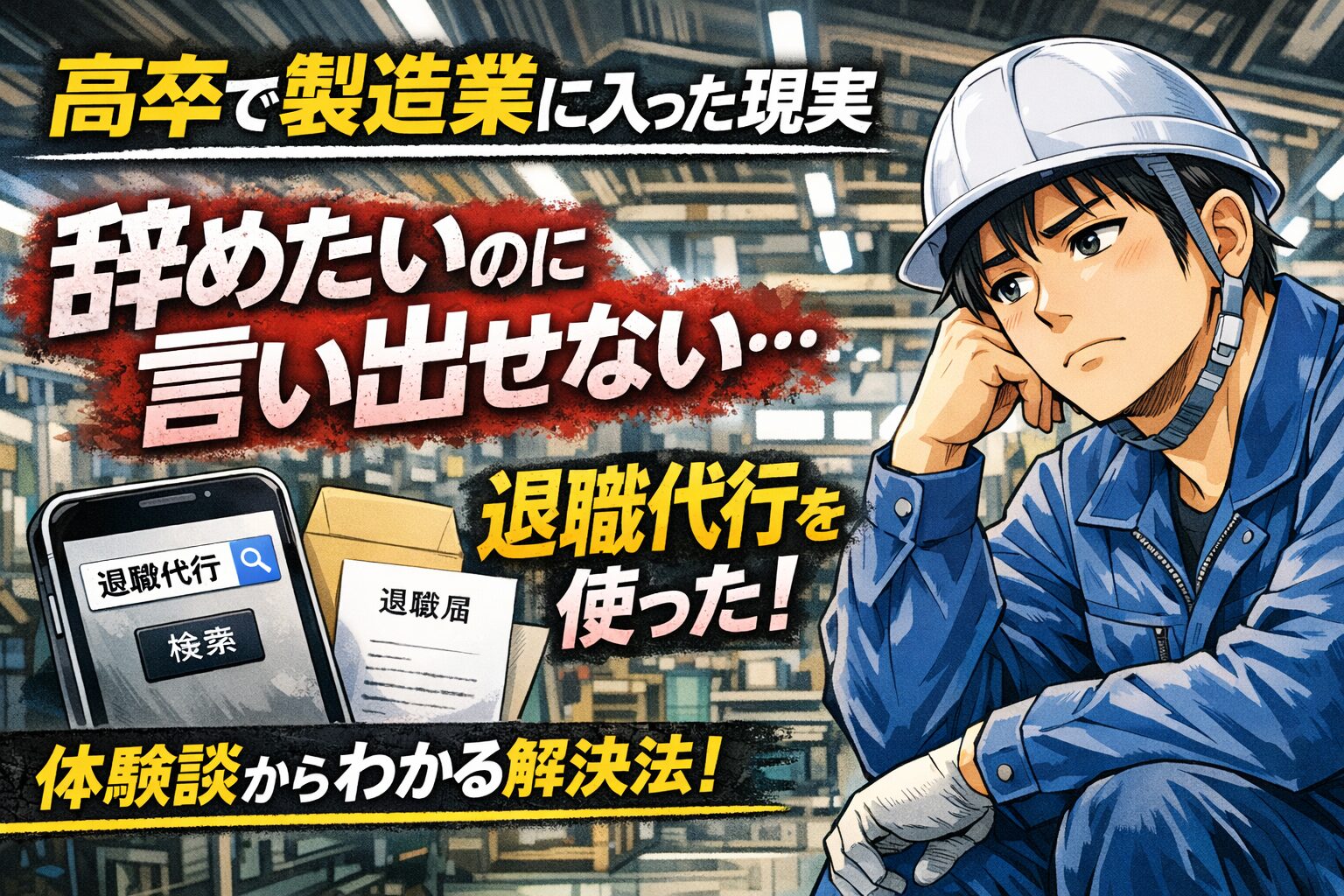 高卒で製造業に入った現実|辞めたいのに言い出せなかった !退職代行を使った!