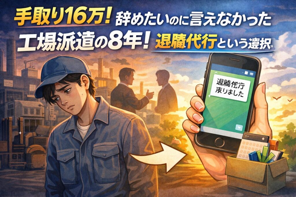 手取り16万!辞めたいのに言えなかった工場派遣の8年!退職代行という選択