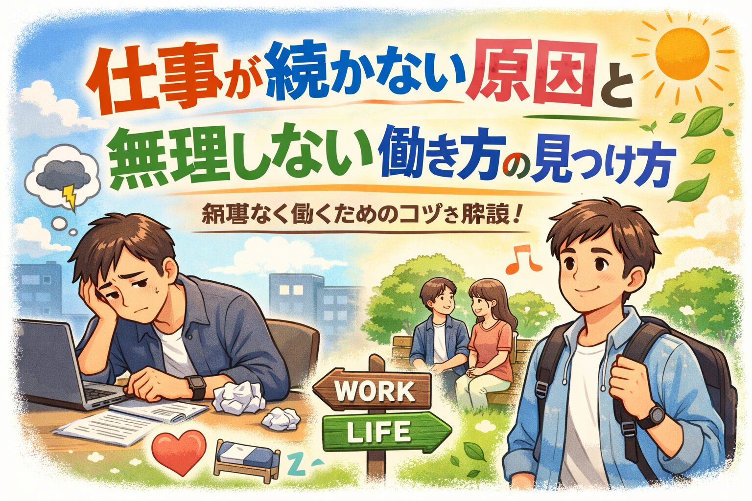 仕事が続かない原因とは？無理しない働き方の見つけ方を解説