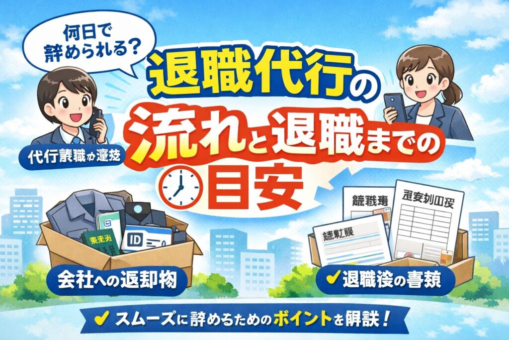 退職代行を使うと何日で退職できる？依頼後の流れや会社への返却物を解説