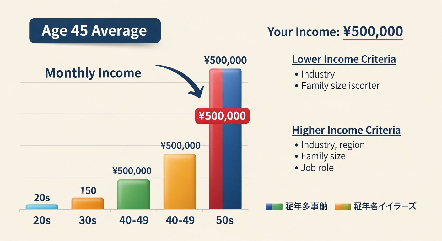 45歳で月収50万は低い?年収のリアルと判断基準