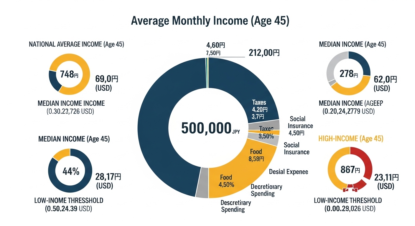 45歳で月収50万は低い?年収のリアルと判断基準