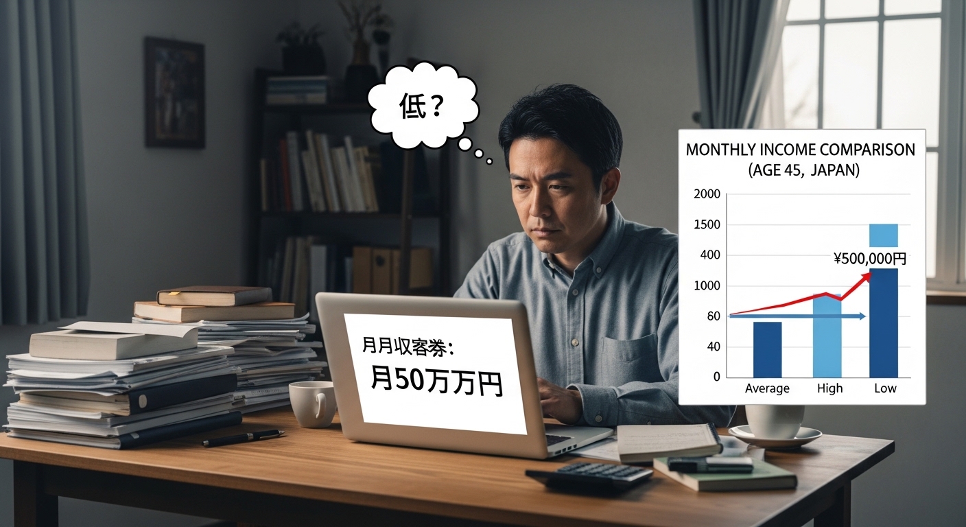 45歳で月収50万は低い?年収のリアルと判断基準